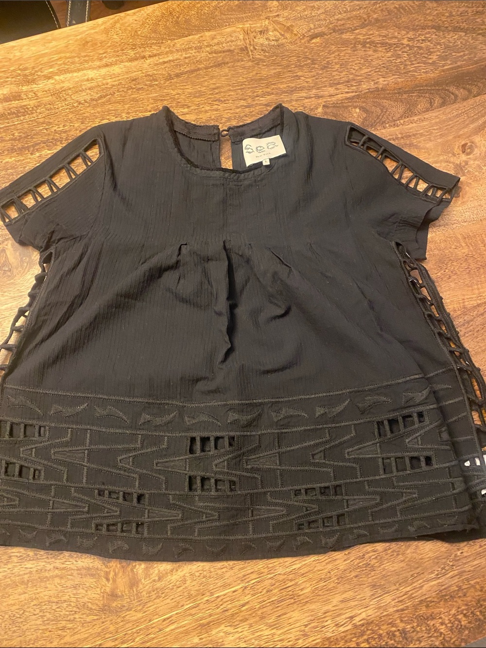 SEA New York Black Short Sleeve Cutout  Top